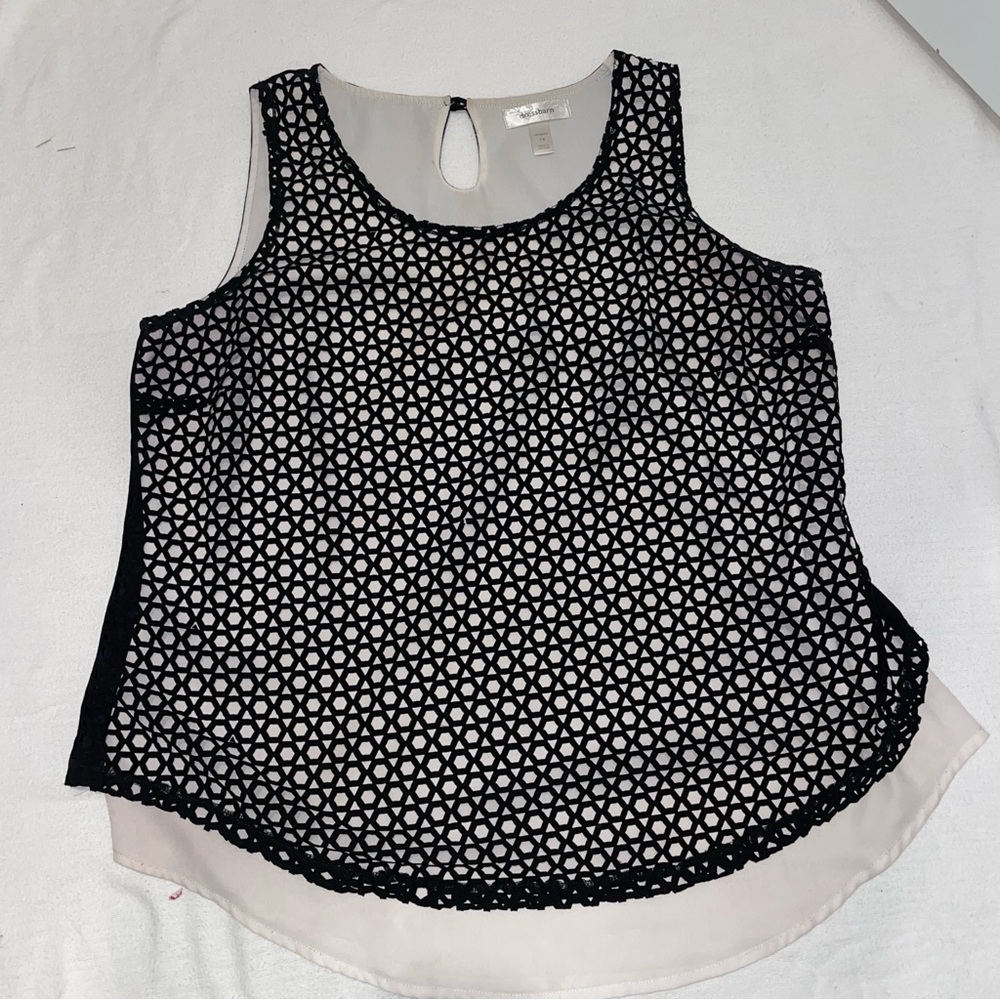 Black and White Geometric Women’s Sleeveless Blouse 1X
